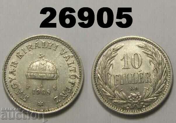 Hungary 10 fillers 1908