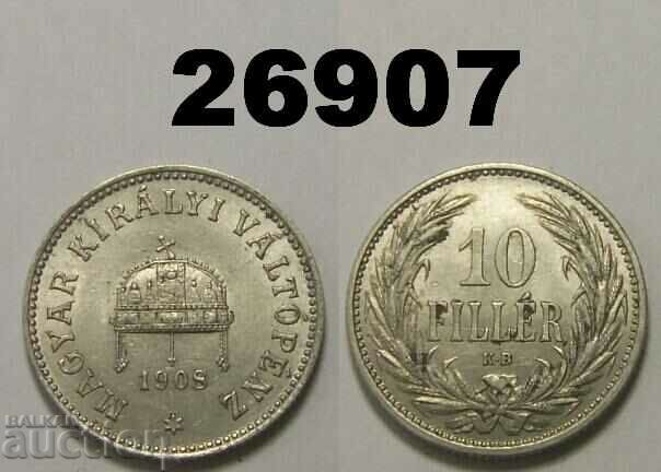Унгария 10 филера 1908