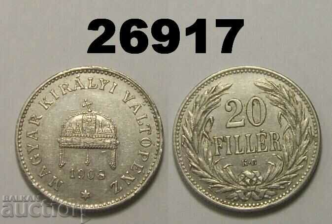 Hungary 20 fillers 1908