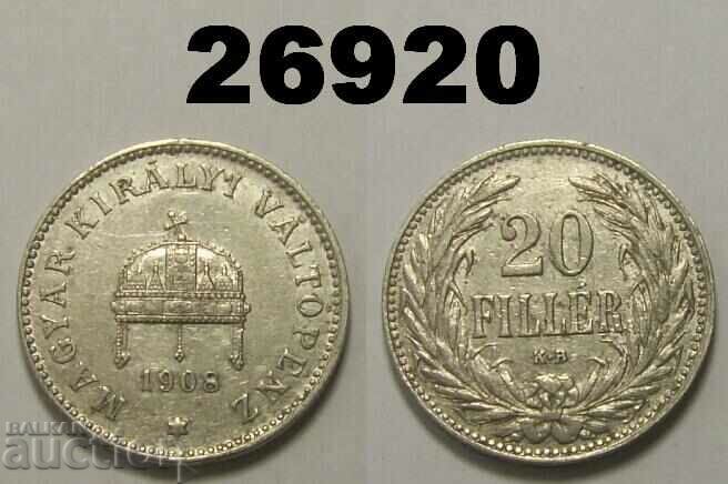 Hungary 20 fillers 1908