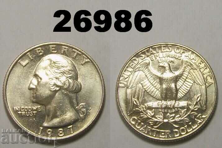 US 1/4 Dollar 1987 P Excellent