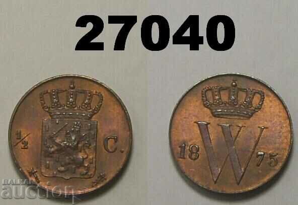 Холандия 1/2 цент 1875 UNC Прекрасна! монета