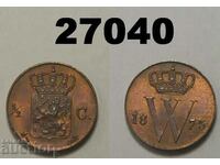 Olanda 1/2 cent 1875 UNC Minunat! monedă