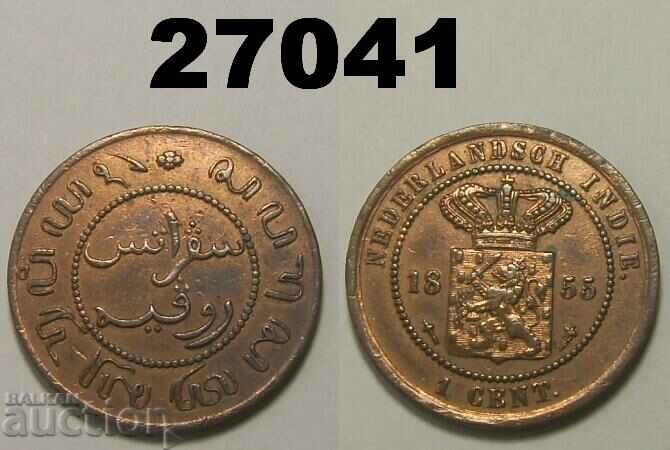 РЯДКА Холандска Индия 1 цент 1855 монета