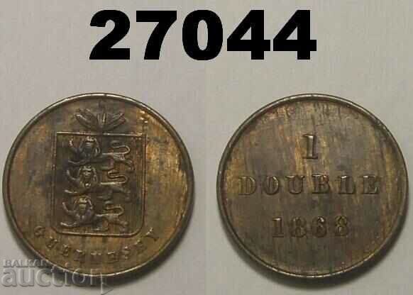 Guernsey 1 Double 1868 Excellent