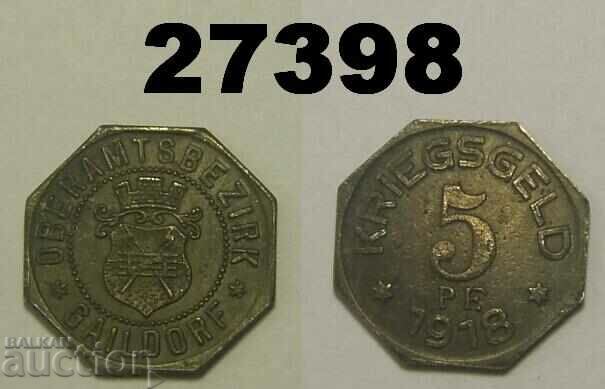 Gaildorf 5 pfennig 1918 Rare Germania