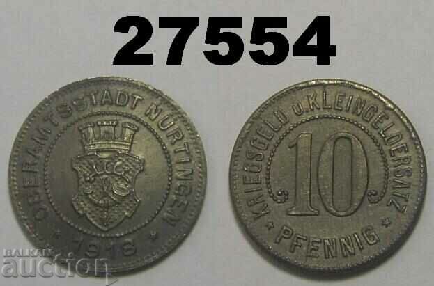 Nürtingen 10 pfennig 1918 Γερμανία