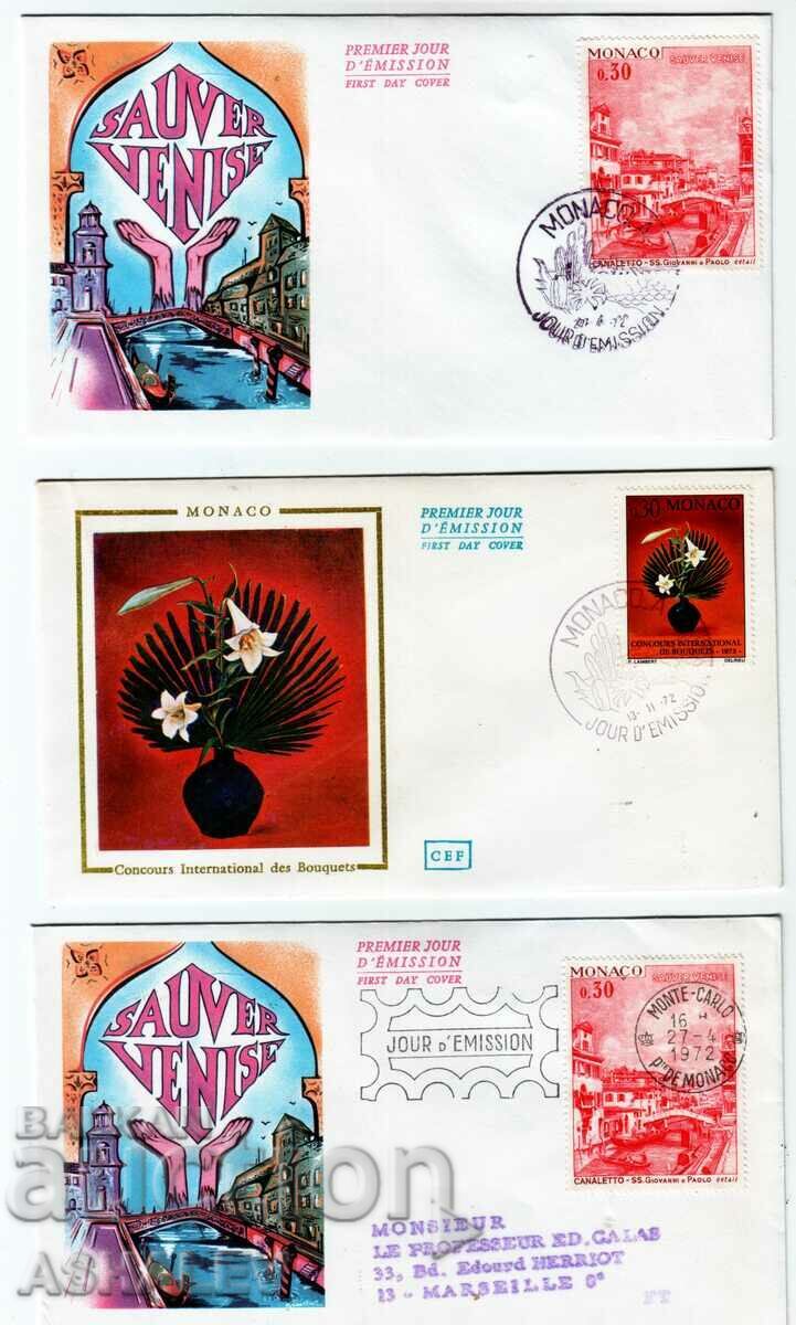 Μονακό 3 τεμάχια FDC 1972