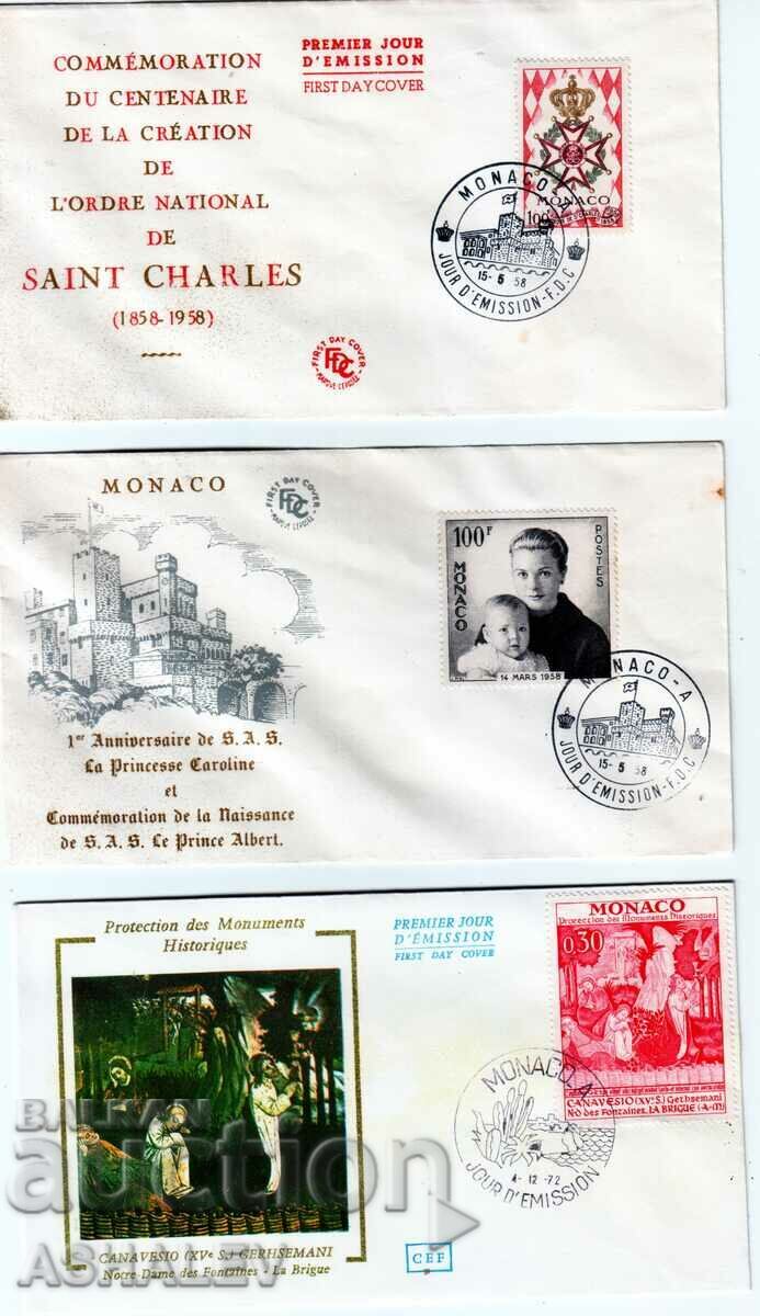 Monaco 3 piese FDC 1958-72