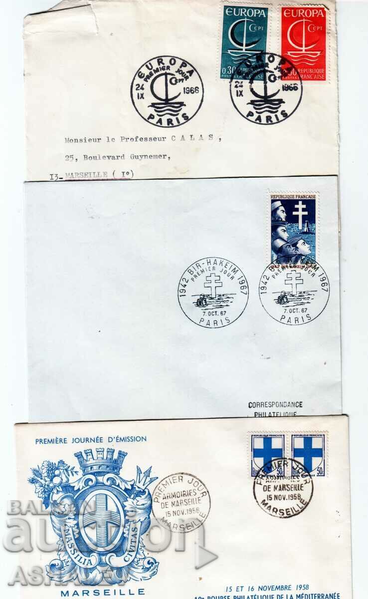 Franta 3 bucati FDC 1958-66