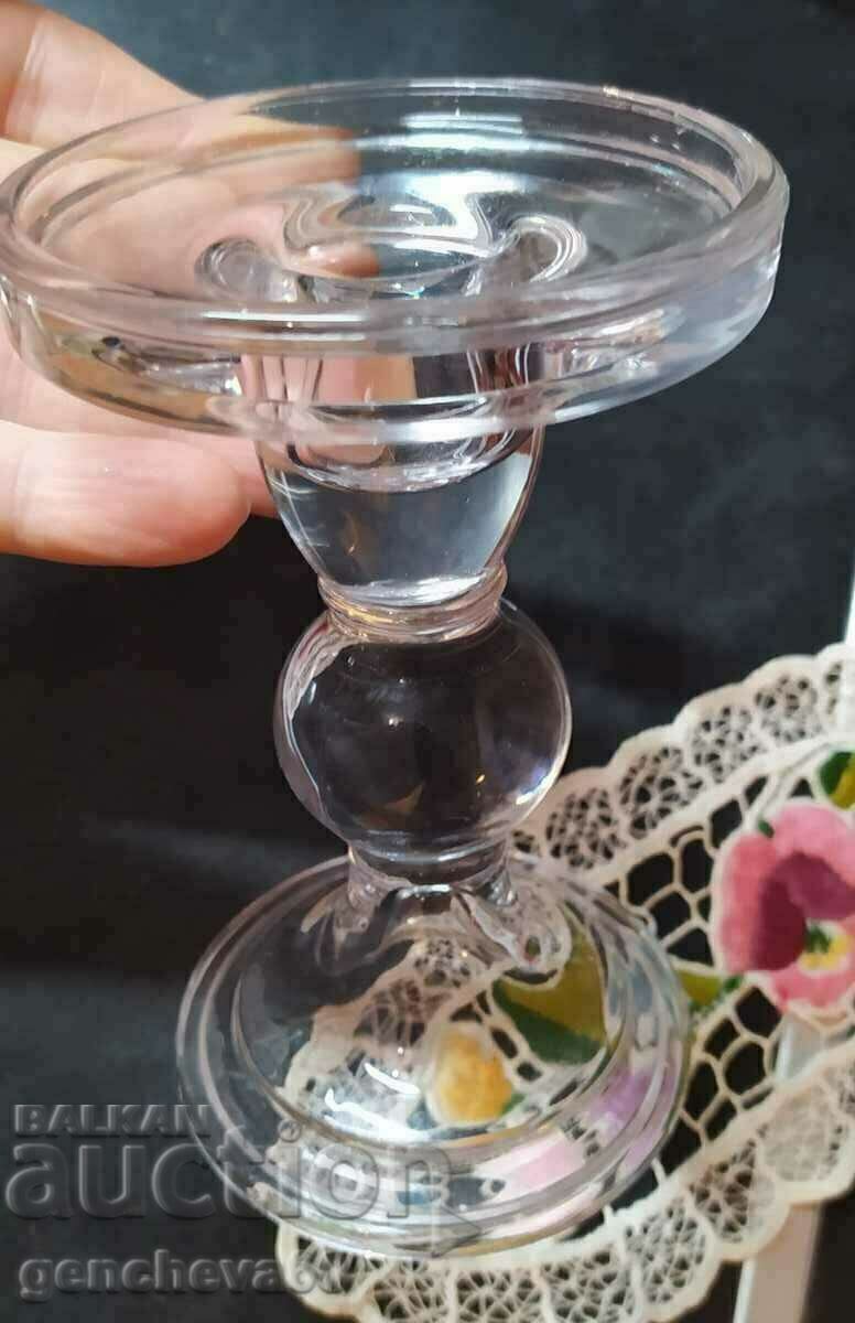 A beautiful glass candle holder for a romantic dinner