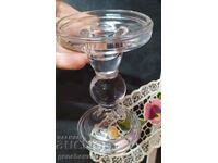 A beautiful glass candle holder for a romantic dinner