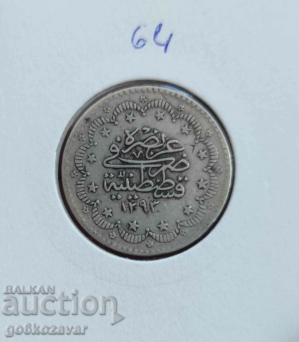 Ottoman Empire 5 Kurusha 1293-1876 Silver Number 11!