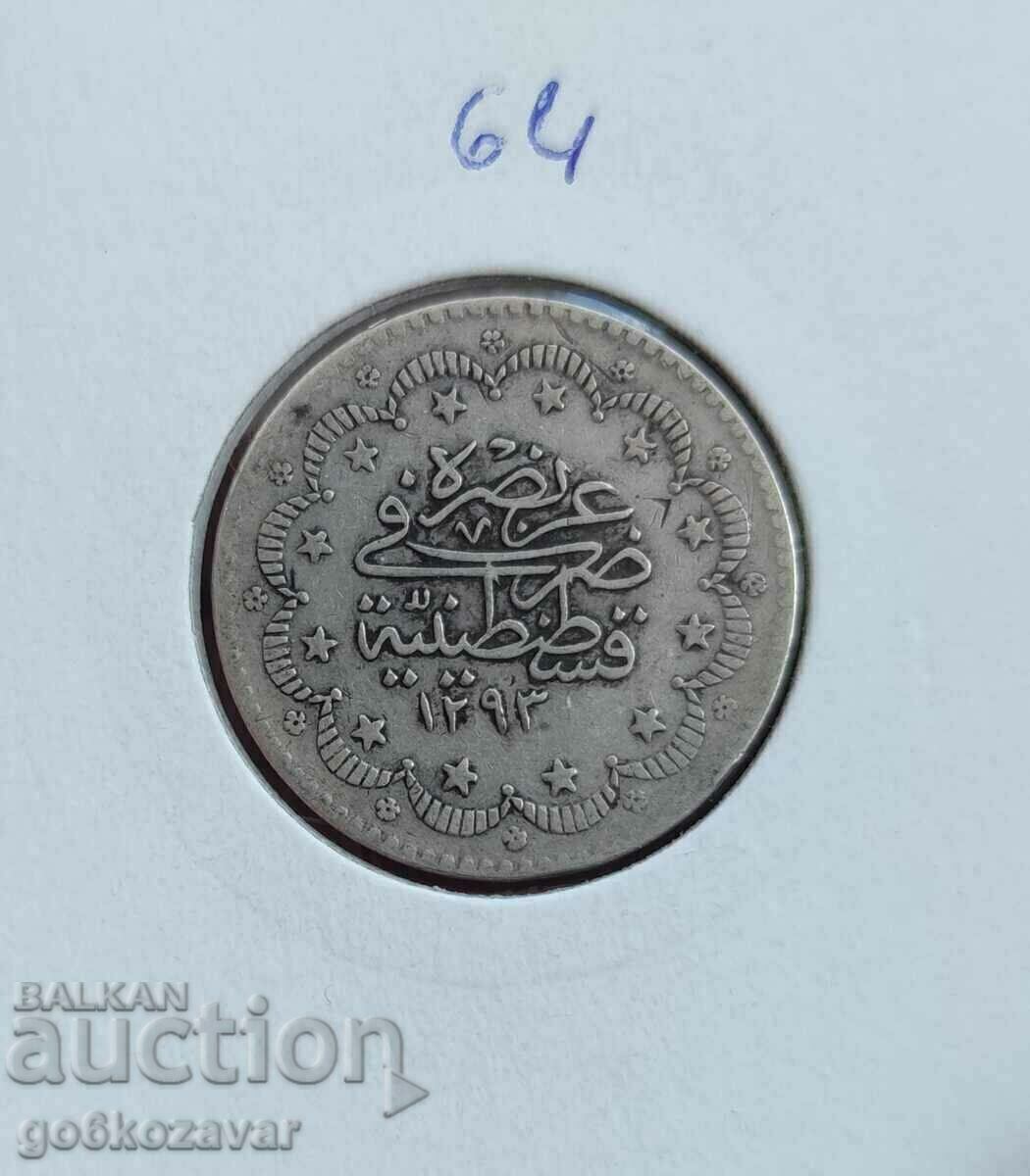 Ottoman Empire 5 Kurusha 1293-1876 Silver Number 11! Ottoman Empire 5 Kurusha 1293-1876 Silver Number 11!