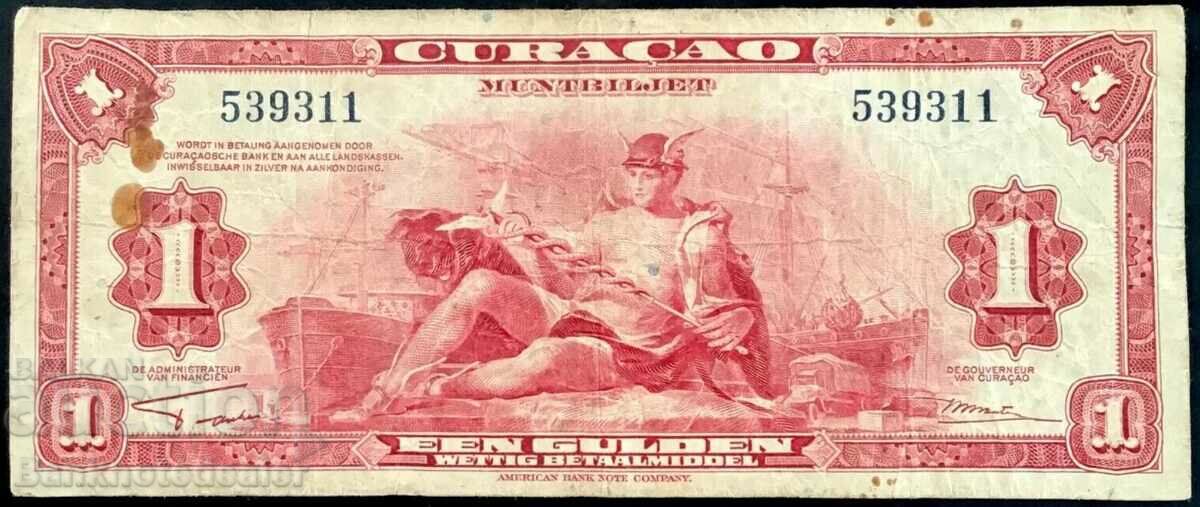 Antilele Olandeze Curacao 1 gulden 1942 Pick 35a Ref 9311