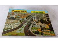Postcard Lima View of Paseo Colon 1983