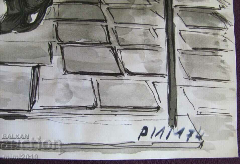 Auction 1974 Watercolor painting Todor Dryankov signed Auction 1974 Watercolor painting Todor Dryankov signed