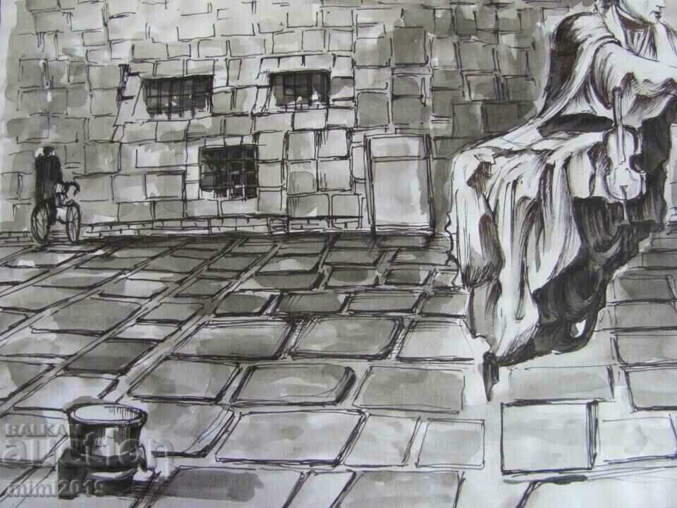 Delivery of 1974 Watercolor painting Todor Dryankov signed Delivery of 1974 Watercolor painting Todor Dryankov signed