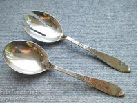 Silver fork and spoon for serving salad