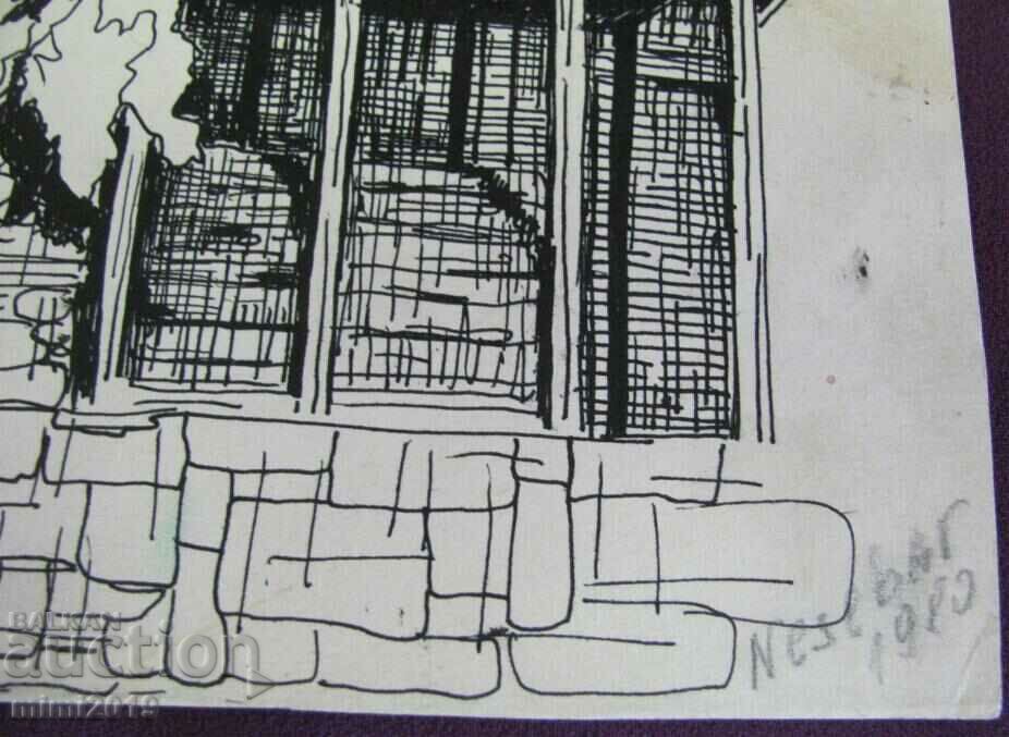 Auction 1980 Original Painting Graphics-Nessebar Auction 1980 Original Painting Graphics-Nessebar