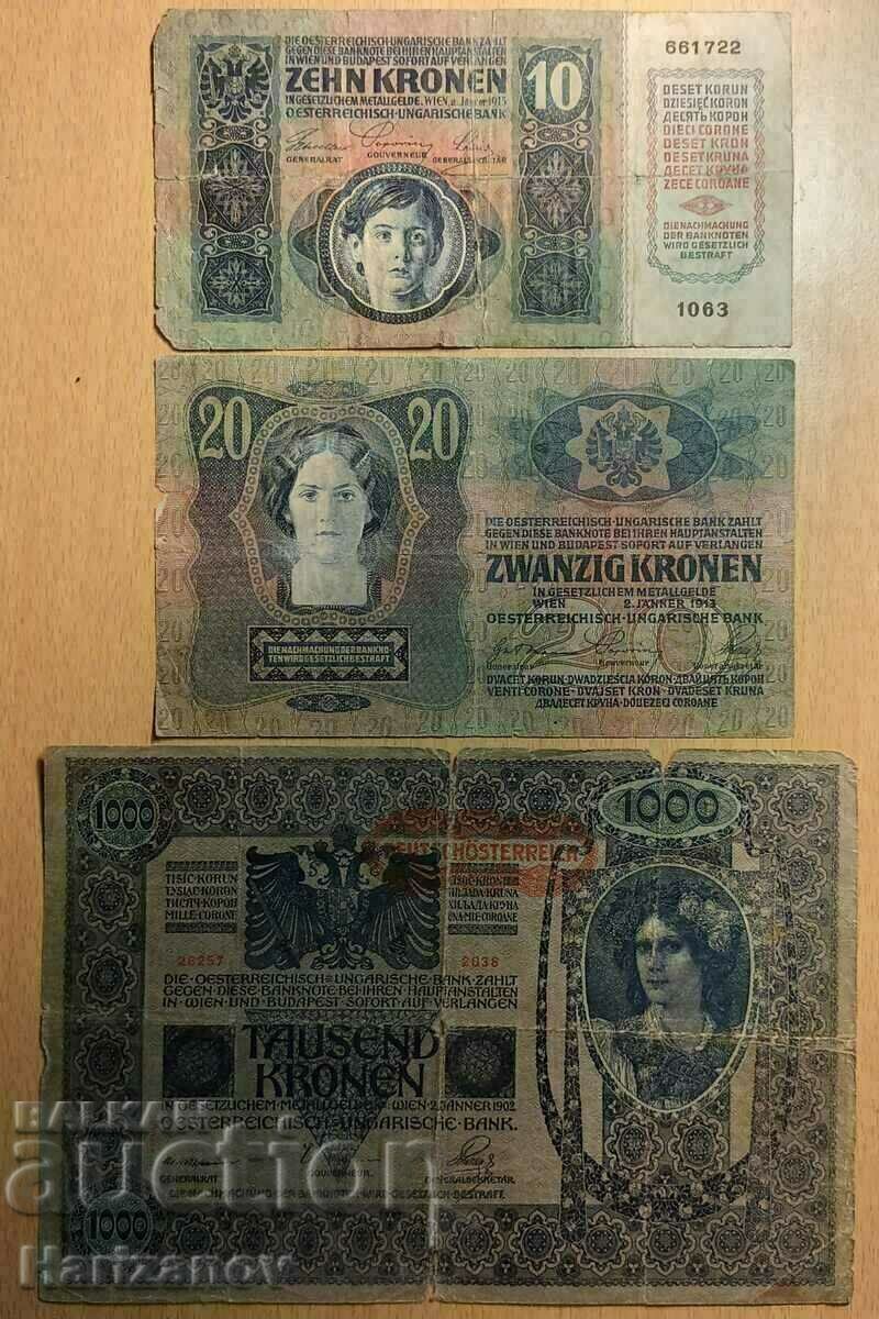 Lot kronen Austria - Lot bancnote Austria N7