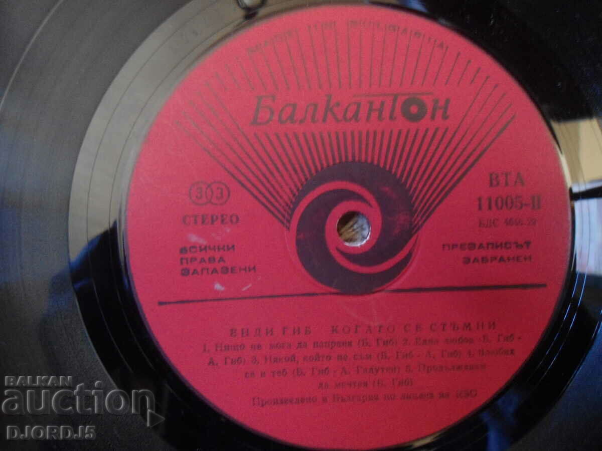 Auction Andy Gibb, BTA 11005, gramophone record, large Auction Andy Gibb, BTA 11005, gramophone record, large