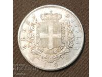 5 pounds of silver 1873 Victor Emmanuel II Italy.