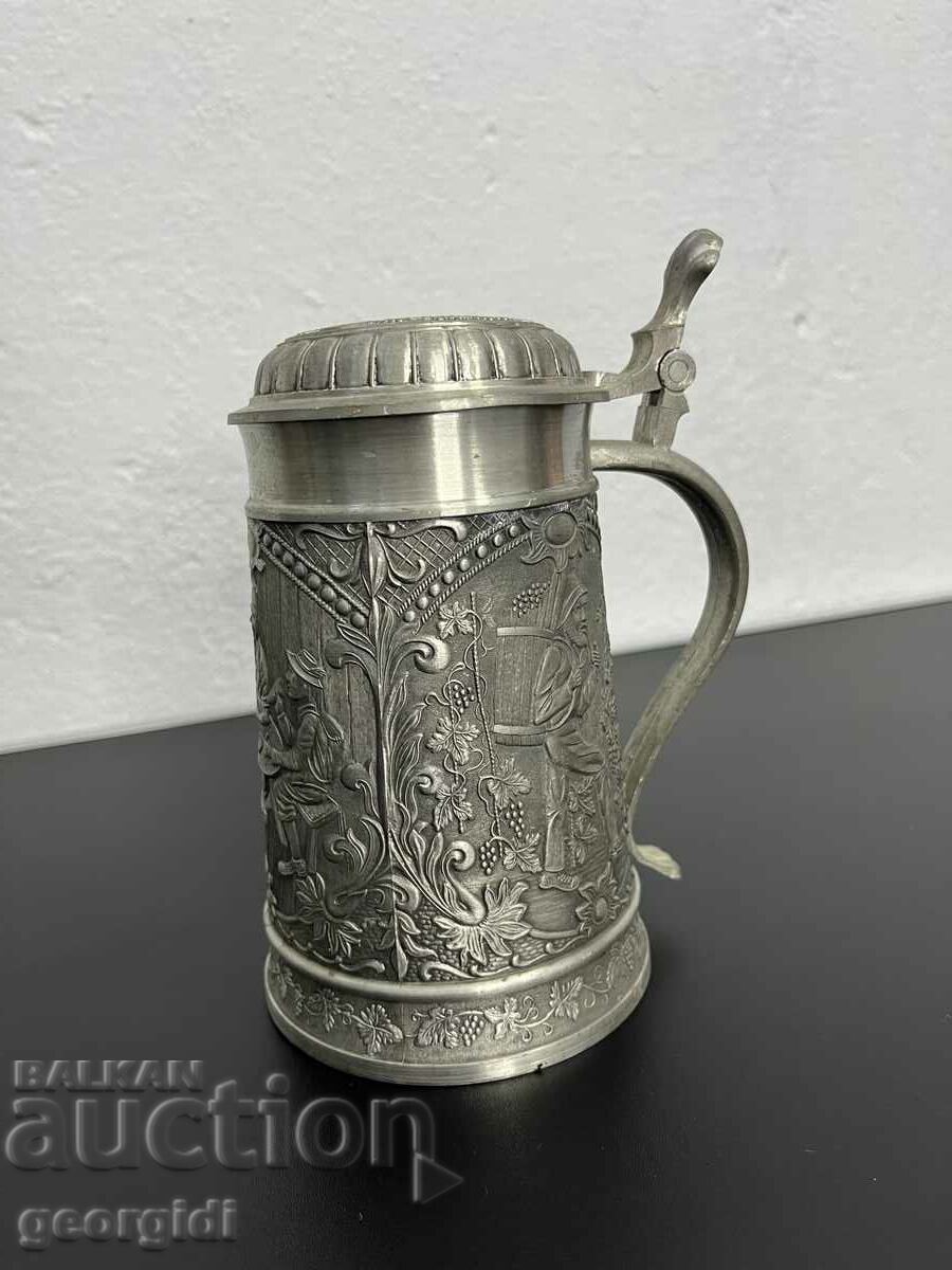 German metal / zinc embossed mug. #4782
