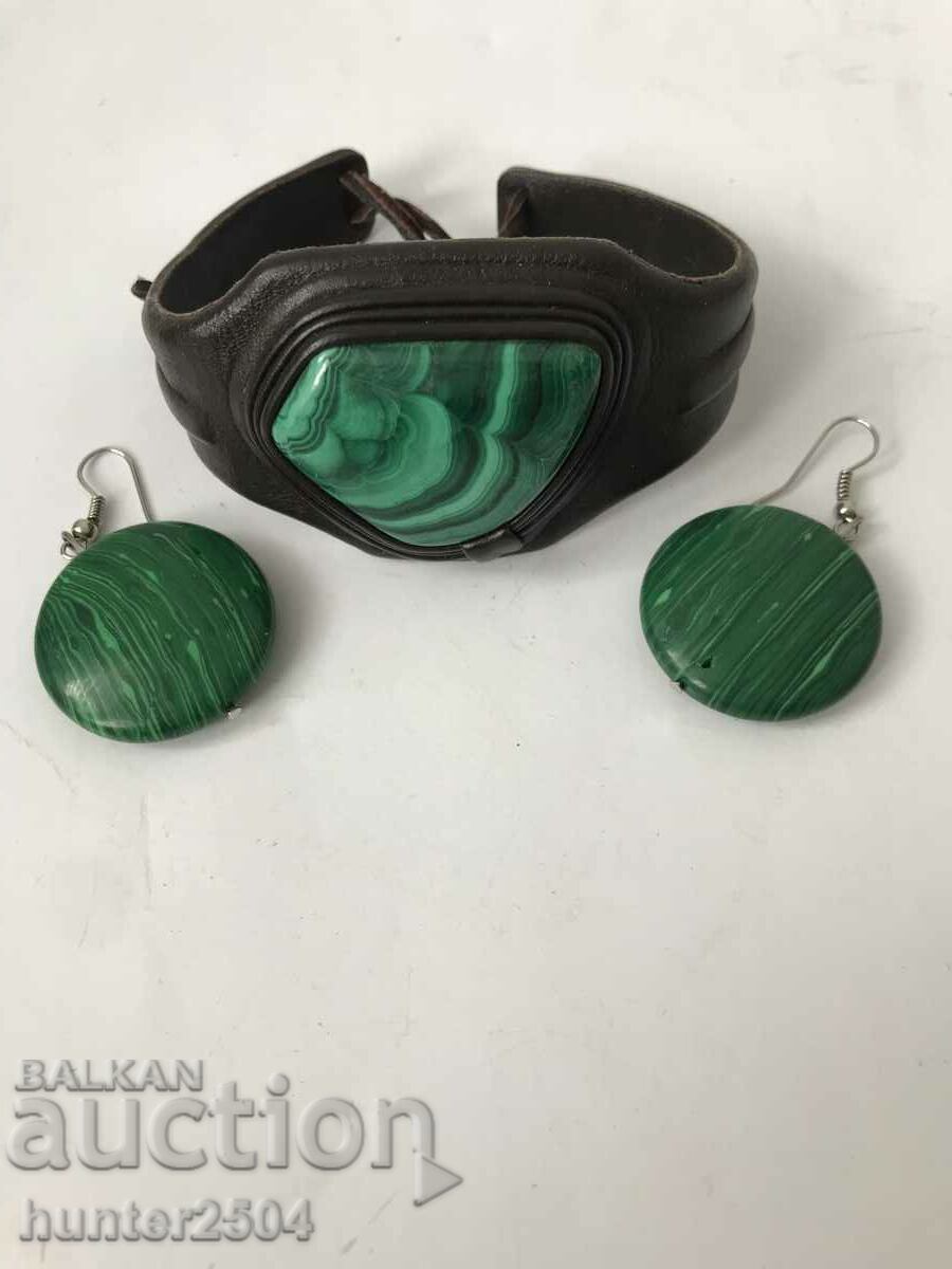 Malachite bracelet and earrings