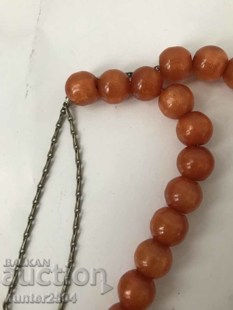 Licitație Rozariu de agat -80 cm, 37 margele Licitație Rozariu de agat -80 cm, 37 margele