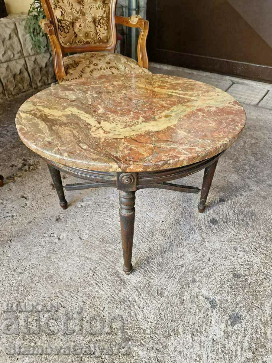 Auction A great antique solid wood coffee table with a marble top Auction A great antique solid wood coffee table with a marble top