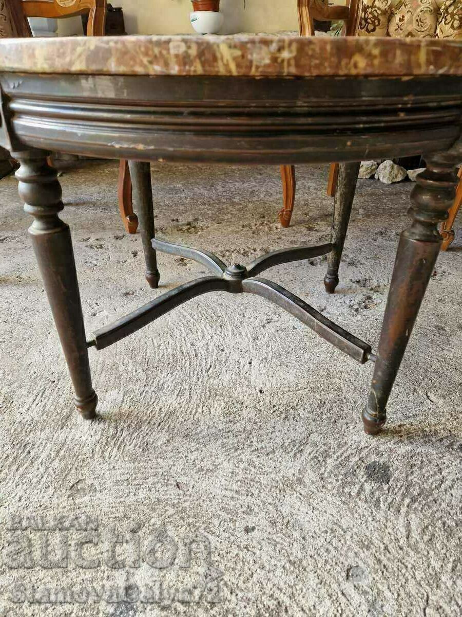 A great antique solid wood coffee table with a marble top - 6 A great antique solid wood coffee table with a marble top - 6