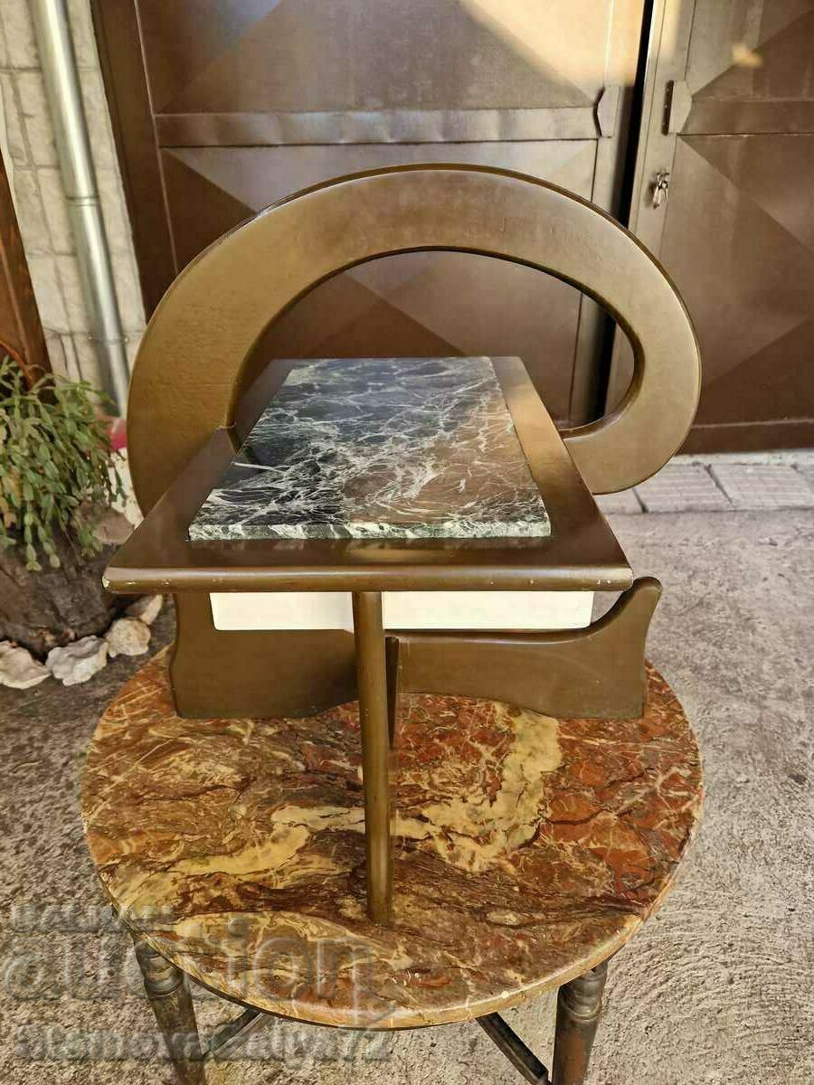 Unique antique French solid wood coffee table with marble top - 5 Unique antique French solid wood coffee table with marble top - 5