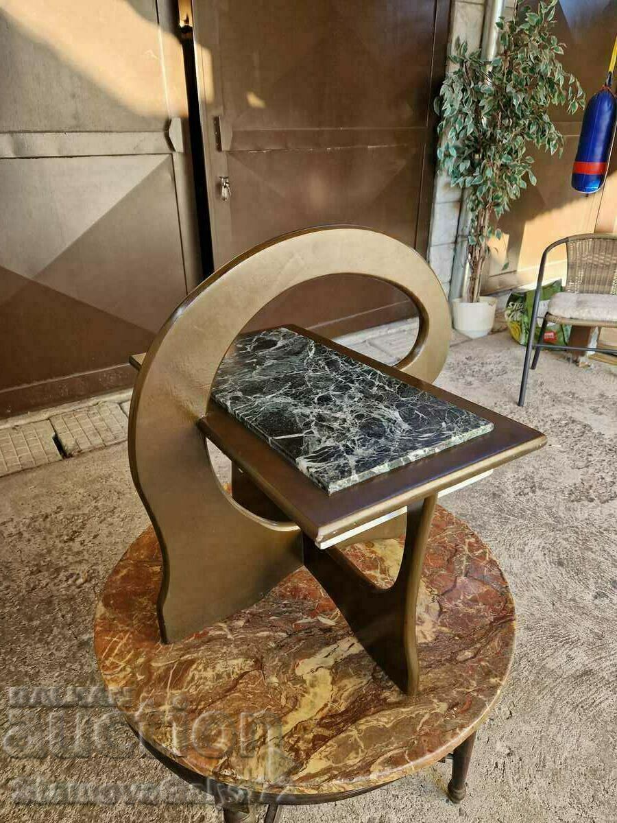 Unique antique French solid wood coffee table with marble top - 6 Unique antique French solid wood coffee table with marble top - 6