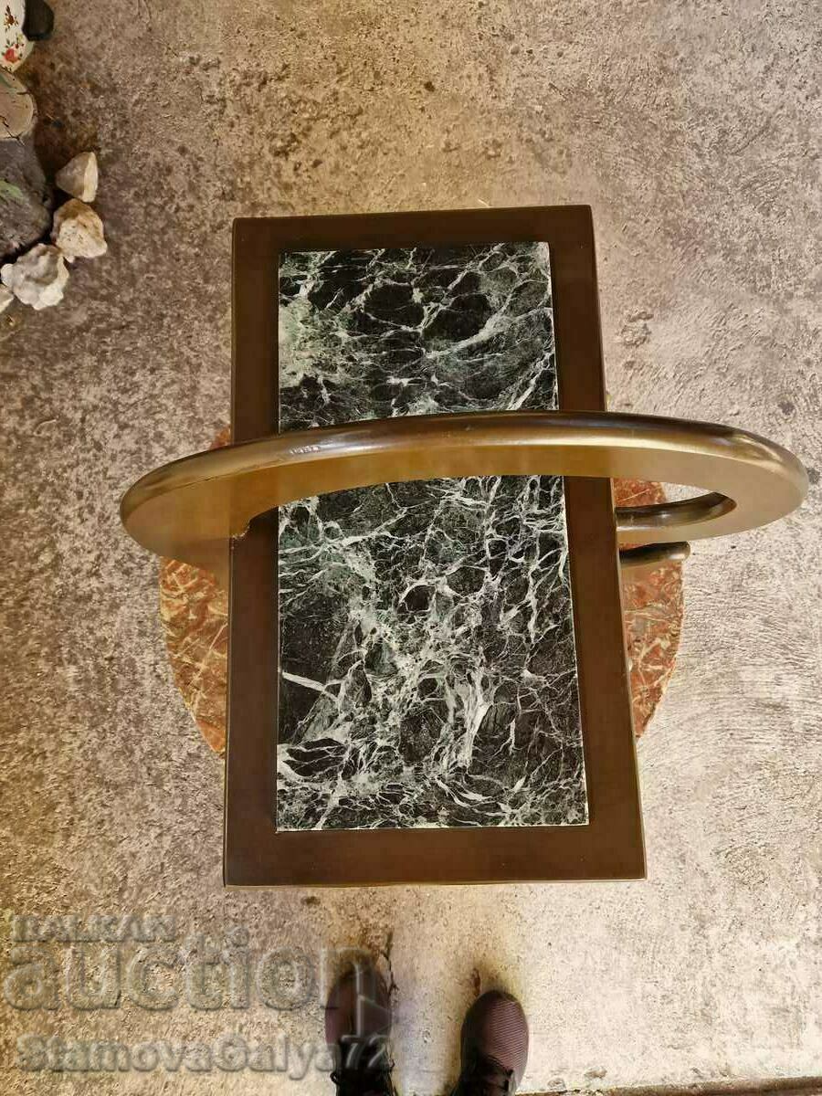 Unique antique French solid wood coffee table with marble top - 7 Unique antique French solid wood coffee table with marble top - 7