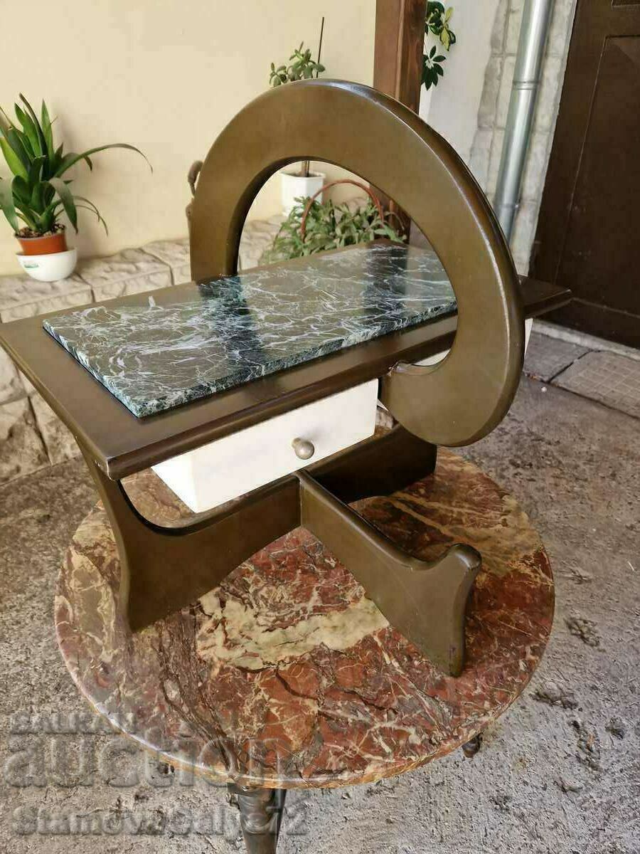 Unique antique French solid wood coffee table with marble top Unique antique French solid wood coffee table with marble top