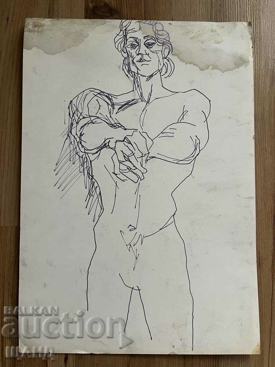 Παλιό μολύβι σχεδίου Erotica γυμνό ανδρικό σώμα Παλιό μολύβι σχεδίου Erotica γυμνό ανδρικό σώμα