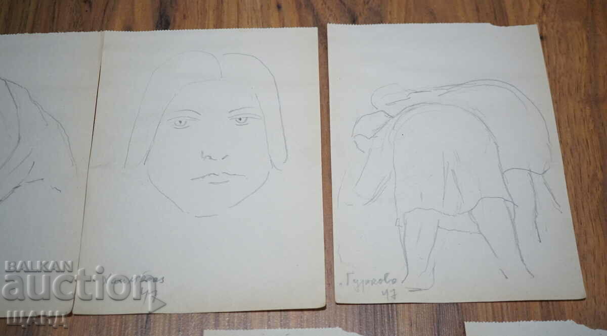 Δημοπρασία 1947-1948 Παρτίδα 8 Master Ρωσίδες με μολύβι όψεις πορτρέτα