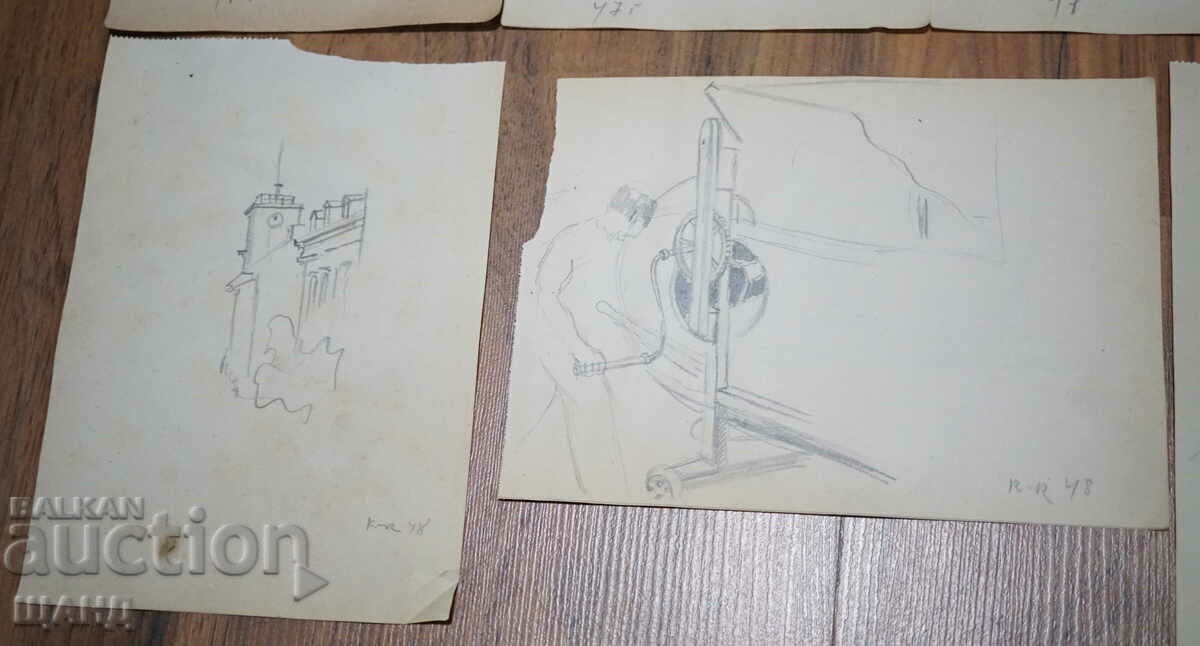 1947-1948 Παρτίδα 8 Master Ρωσίδες με μολύβι όψεις πορτρέτα - 5