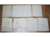 1947-1948 Lotul 8 Vederi portrete în creion ale femeilor ruse