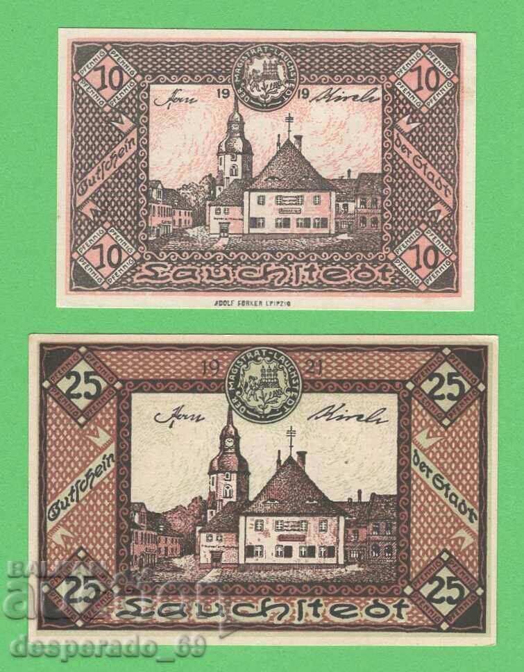 (¯`'•.¸NOTGELD (city Bad Lauchstedt) 1921 UNC -2 pcs. banknotes with price 5.20 BGN | € 2.66 (¯`'•.¸NOTGELD (city Bad Lauchstedt) 1921 UNC -2 pcs. banknotes with price 5.20 BGN | € 2.66