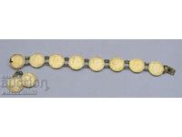 BRACELET OF BULGARIAN SILVER COINS 50 FERDINAND CENTS