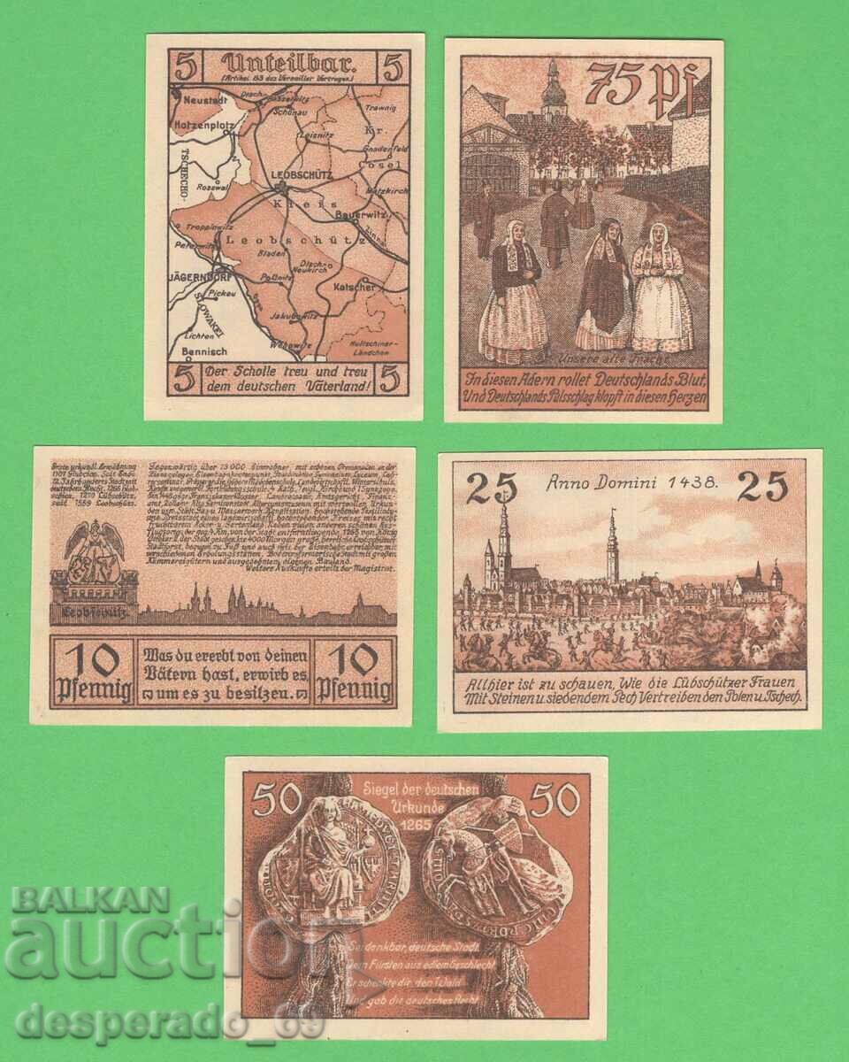 (¯`'•.¸NOTGELD (city Leobschütz) 1922 UNC -5 pcs. banknotes '´¯)