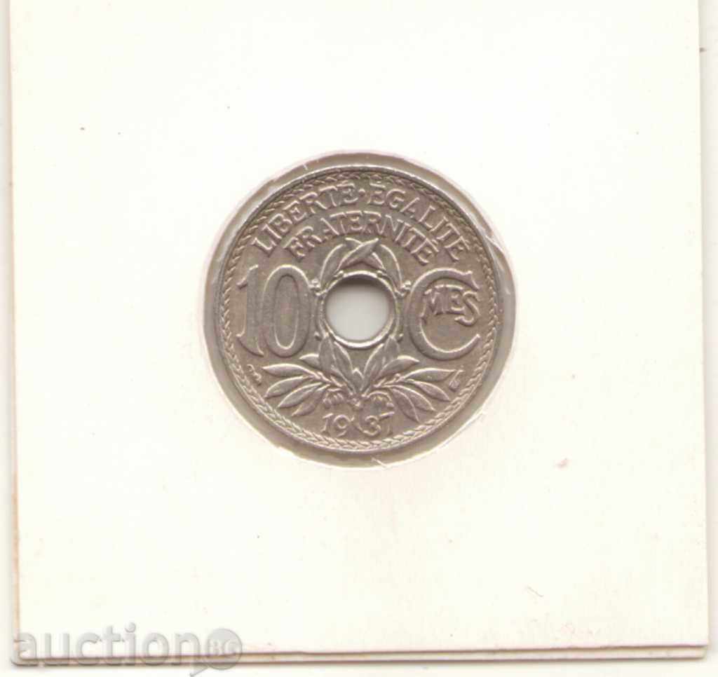 +France-10 Centimes-1937-KM# 866a++