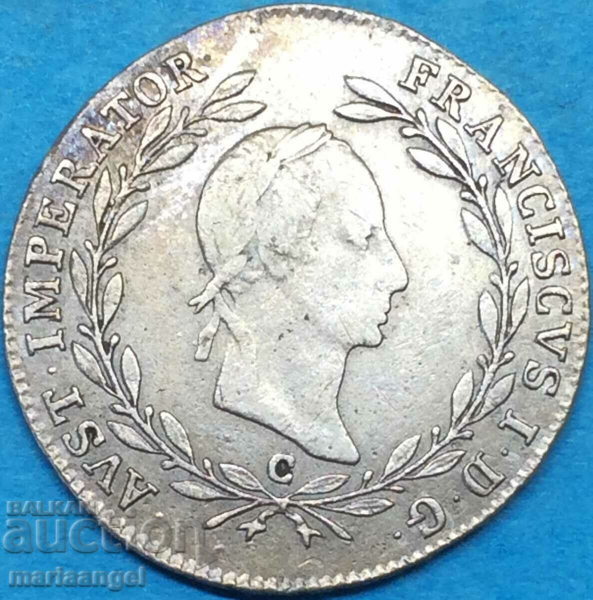 20 кройцера 1830 Австрия С - Прага сребро - рядка