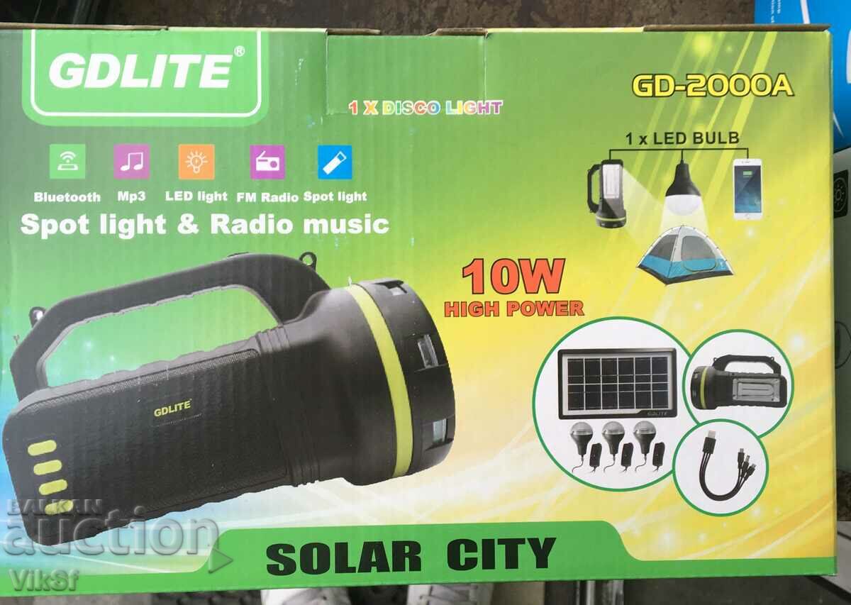 Auction Solar System GD Light GD-2000A, Bt Fm, Lantern, Power Bank, Auction Solar System GD Light GD-2000A, Bt Fm, Lantern, Power Bank,