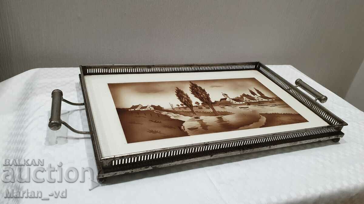 Auction Antique porcelain tray porcelain sideboard with metal fittings Auction Antique porcelain tray porcelain sideboard with metal fittings