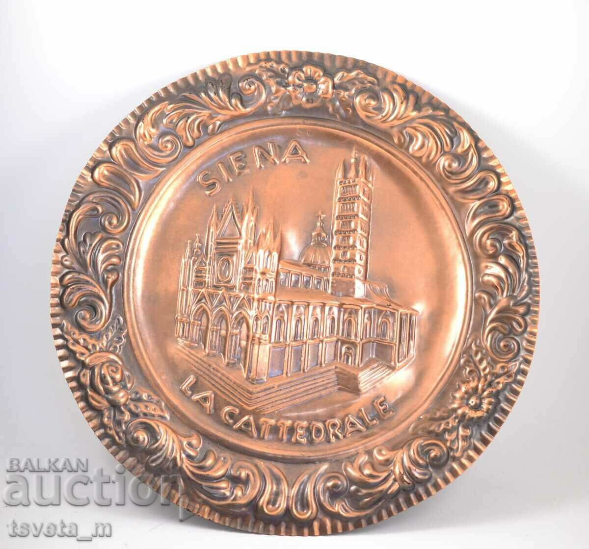 Placa, placa de perete, cupru, lucrat manual SIENA Placa, placa de perete, cupru, lucrat manual SIENA