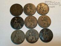 Marea Britanie 1 penny Edward VII LOT - 9 buc