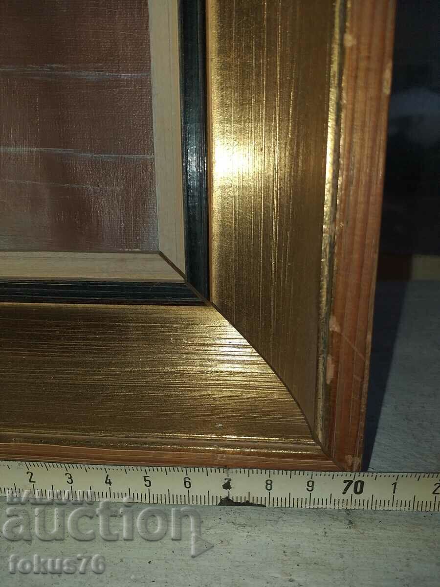 Delivery of Old beautiful picture with nice frame small canvas signature Delivery of Old beautiful picture with nice frame small canvas signature